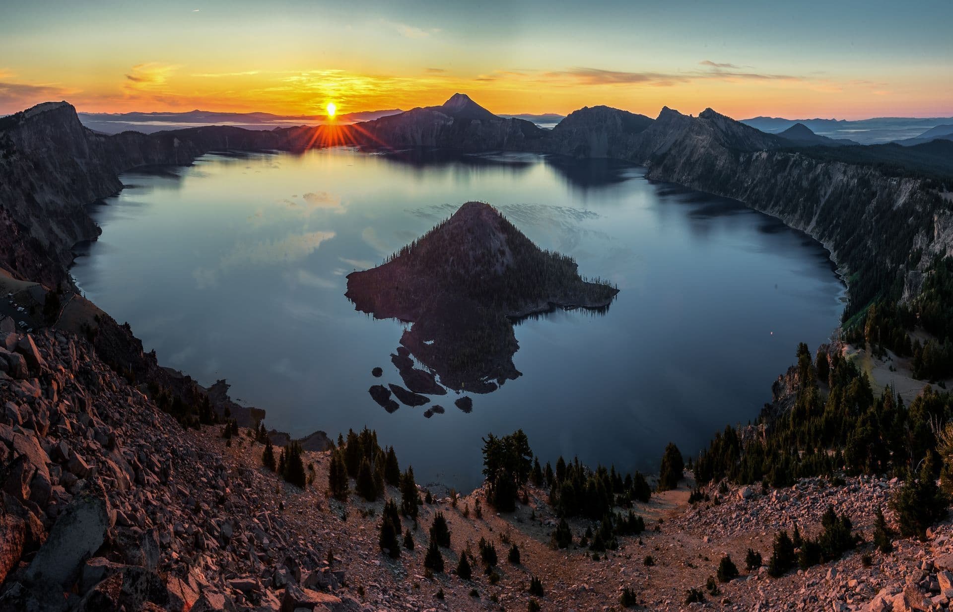 Crater Lake scenic background